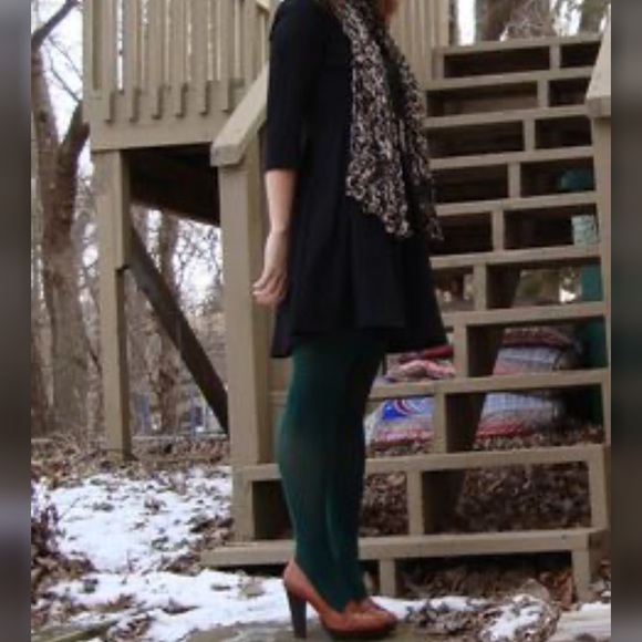 Green Control top opaque tights High waisted stockings hosiery - Picture 6 of 8